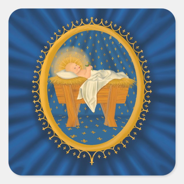 Baby Jesus Square Sticker (Vorderseite)