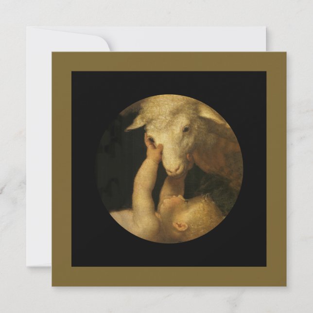 Baby Jesus Touching Lamb Gesicht (Vorderseite)