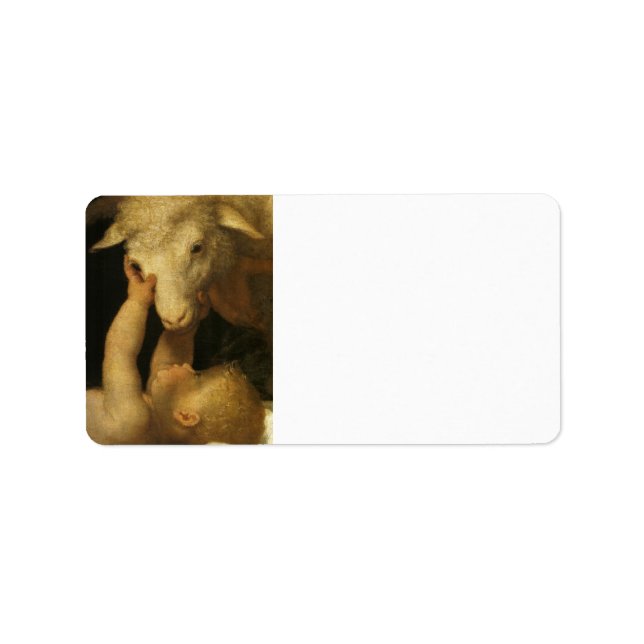 Baby Jesus Touchs Lamb Adressaufkleber (Vorne)