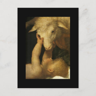 Baby Jesus Touchs Lamb Postkarte