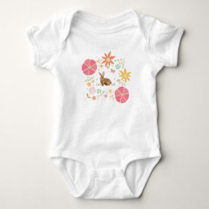 BABY JUMP ANZUG 6 MONATE WEISS MIT BROWN BUNNY STRAMPLER