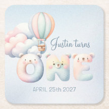Baby Junge 1. Geburtstag Teddybär Heißluftballon