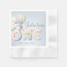 Baby Junge 1. Geburtstag Teddybär Heißluftballon