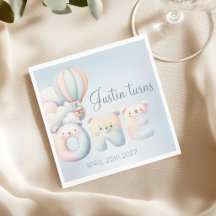 Baby Junge 1. Geburtstag Teddybär Heißluftballon