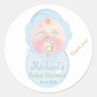 Baby-Junge-Baby-Shower-Aufkleber von BabyLaia. Runder Aufkleber
