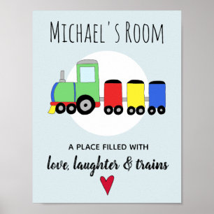 Baby-Junge Bunte Lokomotive Zug Name Kinderzimmer Poster