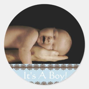 Baby-Junge, deine Foto-Sticker Runder Aufkleber