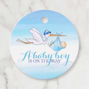 Baby Junge Dusche Storch Blue Aquarell Danke Geschenkanhänger