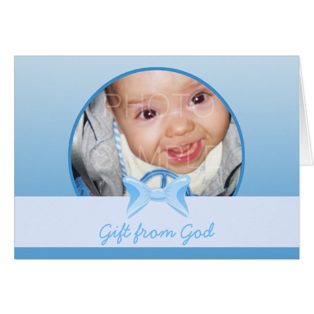 Baby-Junge-Foto-Geschenk aus dem Blue-Bogen-Bibel- (Vorderseite (Horizontal))