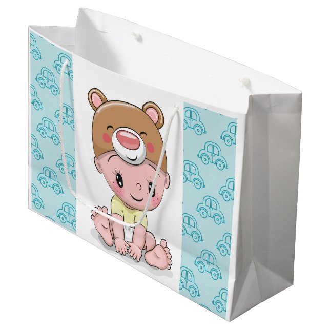 Baby Junge Große Geschenktüte (Vorderseite Schrägansicht)