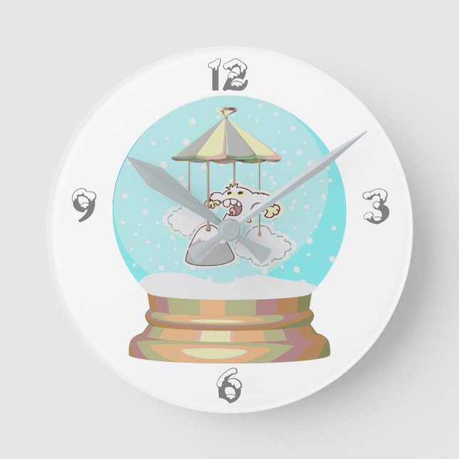 Baby Junge Winterschnee Yeti Schneedecke Runde Wanduhr (Vorderseite)