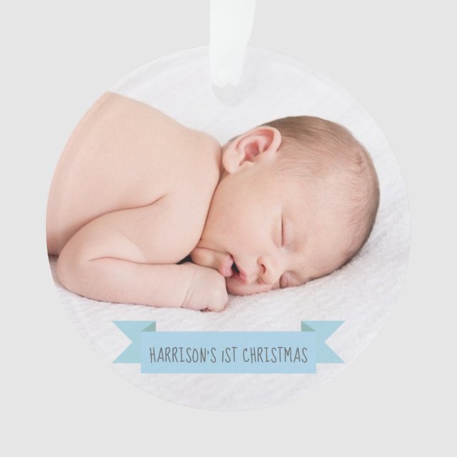 Baby-Jungen-1. WeihnachtsFoto-Feiertag elegant Ornament (Vorderseite)