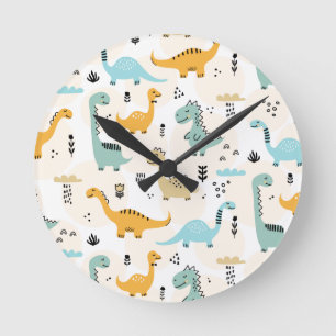 Baby-Jungen-Dinosaurier Runde Wanduhr