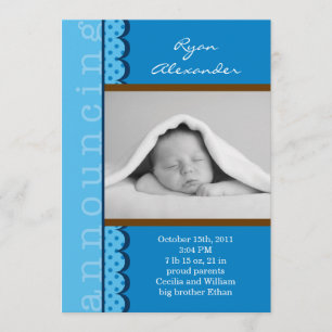 Baby-Jungen-Foto-Geburts-Mitteilung Ankündigung