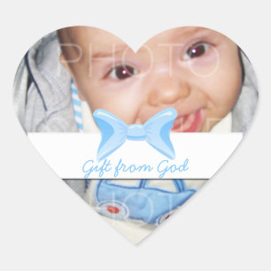Baby-Jungen-Foto-Geschenk von God Blue Bog Herz-Aufkleber