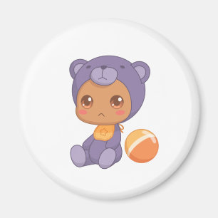 Baby-Jungen-Mädchen-lila-Bär-Strampler Magnet