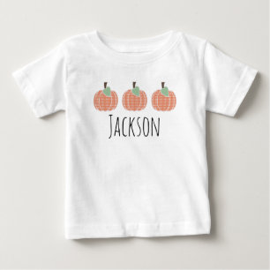 Baby Jungen Orange Gingham-Kürbis-Trio T-shirt