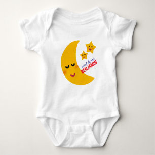 Baby-Jungen-Schlafanzug mit Namen, Mond- und Stern Baby Strampler