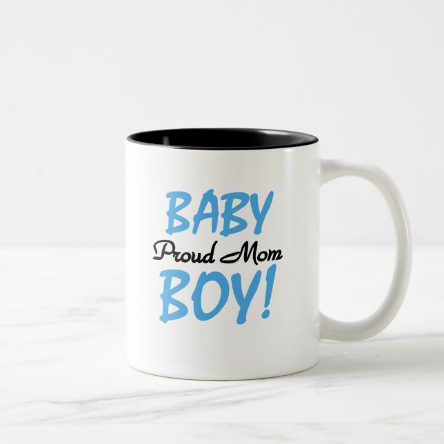 Baby-Jungen-stolze Mama Zweifarbige Tasse (Rechts)