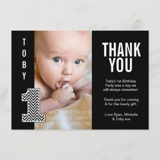 Baby-Jungen-Zickzack 1. Geburtstag danken Ihnen Dankeskarte