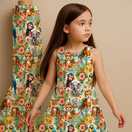 Baby Jungle Animals Tropical Nursery Fabric Print Stoff