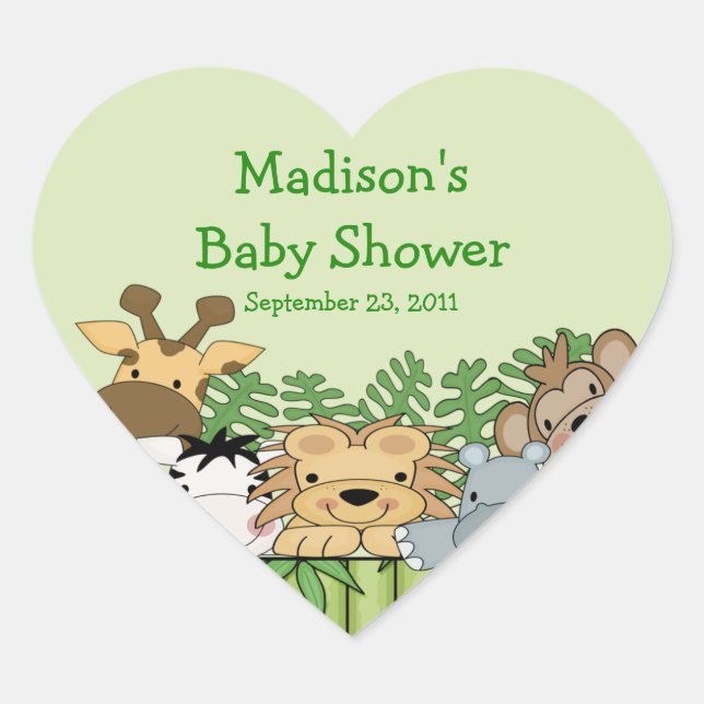 Baby Jungle Safari Baby Dusche Heart Sticker (Vorderseite)