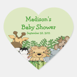 Baby Jungle Safari Baby Dusche Heart Sticker