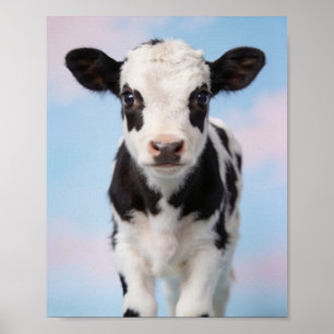 Baby-Kalb-Porträt – Farmhouse-Kinderzimmer-Kunst Poster