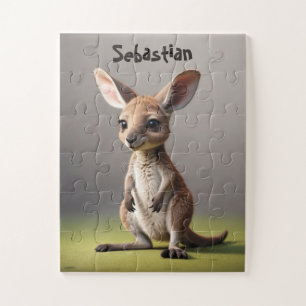 Baby Kangaroo Junge mit Namen Puzzle
