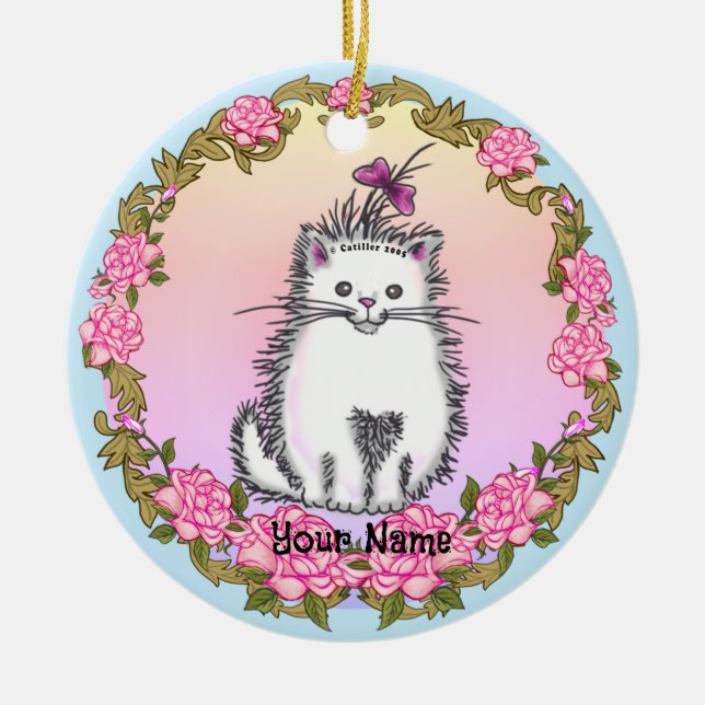 Baby Kätzchen Katze  Keramik Ornament (Vorne)