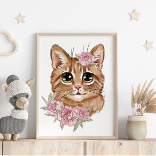Baby-Katze Rose Tierposter   Wandbild Poster