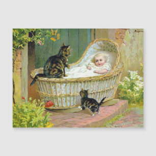 Baby-, Katze- und Kätzchen-Postkarte Magnetkarte
