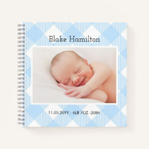 Baby Keepake Blue Foto Memory Journal 1 Jahr Notizbuch