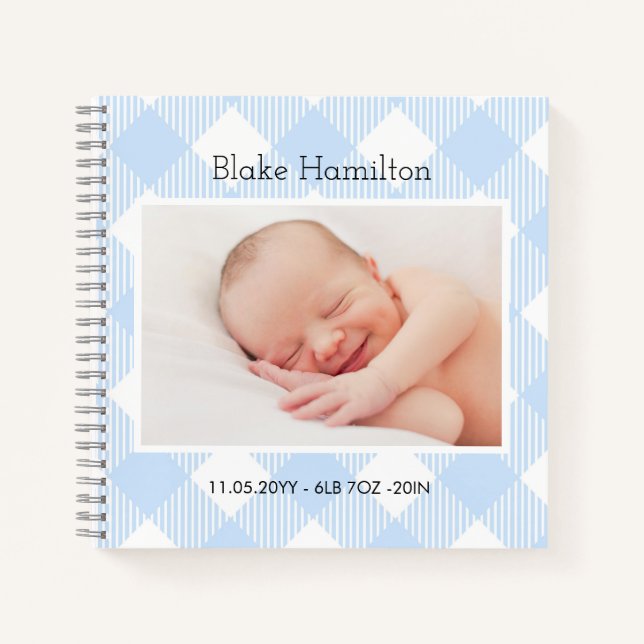 Baby Keepake Blue Foto Memory Journal 1 Jahr Notizbuch (Vorderseite)