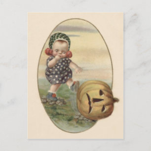 Baby Kicking Jack O' Lantern Pumpkin Postkarte
