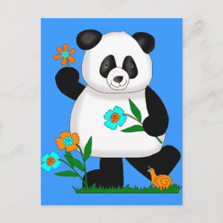 Baby Kids Panda Mit Blumen 2 Postkarte