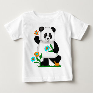 Baby Kids Panda Mit Blumen 2 T-shirt