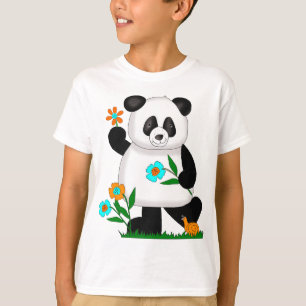 Baby Kids Panda Mit Blumen 2 T-Shirt