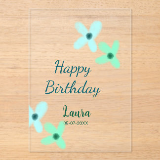 Baby Kinder 1. Geburtstag Name blau grün Pastell Acryleinladungen