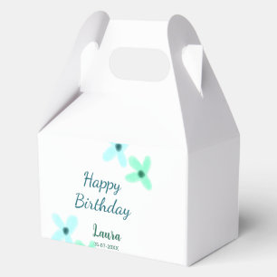 Baby Kinder 1. Geburtstag Name blau grün Pastell  Geschenkschachtel