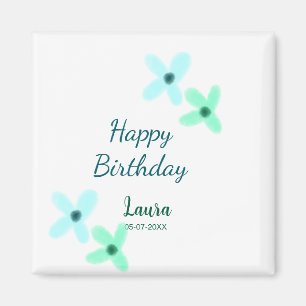 Baby Kinder 1. Geburtstag Name blau grün Pastell Magnet