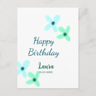 Baby Kinder 1. Geburtstag Name blau grün Pastell  Postkarte