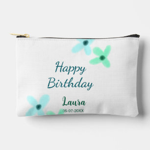 Baby Kinder 1. Geburtstag Name blau grün Pastell Zubehörtasche
