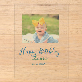 Baby Kinder 1. Geburtstag Name Datum Foto hinzufüg Acryleinladungen