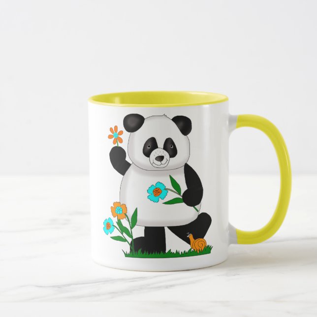 Baby Kinder Panda mit Blume 2 Tasse (Rechts)