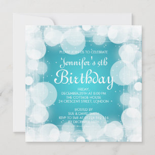 Baby / Kindergeburtstag Glow & Sparkle Turquoise Einladung