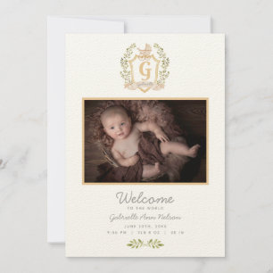Baby-Kinderwagen-Monogramm G Neutrale Geburt Ankündigung