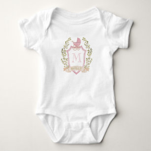 Baby-Kinderwagen-Wappen-Monogramm   Rosa Babyparty Baby Strampler