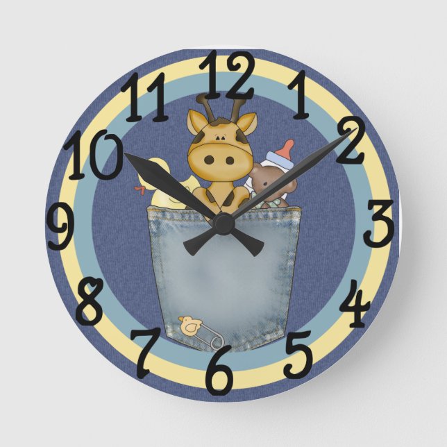 Baby Kinderzimmer Giraffe Design Wall Clock Runde Wanduhr (Vorderseite)