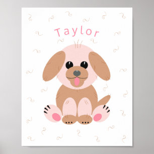 Baby Kinderzimmer Neutrales Personalisiertes Welpe Poster
